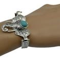 thumbnail image 4 of Silver Antique Style Elephant Head Simulated Turquoise Anti-Tarnish Resistant Bracelet-J-382-A, 4 of 5