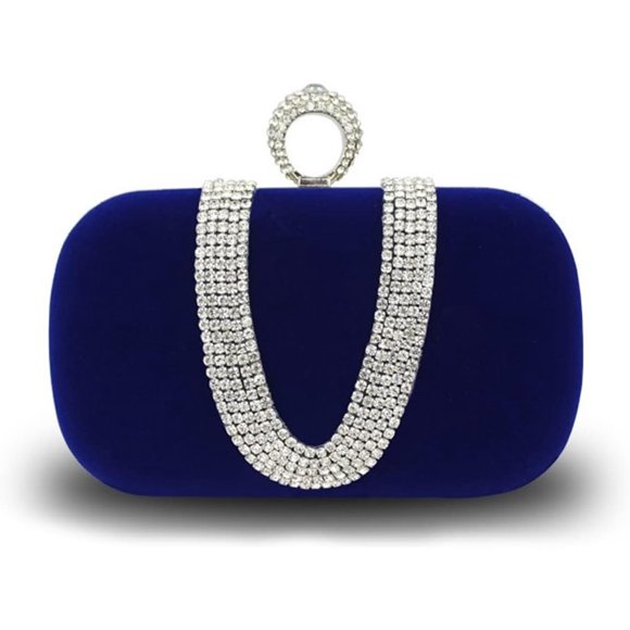 LHSHID Women Velvet Evening Bag Sparkly Rhinestone Clutch Bag Bridal Wedding Purse Charming Glittering Handbag