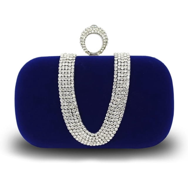 LHSHID Women Velvet Evening Bag Sparkly Rhinestone Clutch Bag Bridal Wedding Purse Charming Glittering Handbag