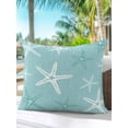 thumbnail image 6 of Outdoor Pillows Waterproof, Vintage Mint Green Starfish Bedding Throw Pillows with Insert for Couch Sofa Bed, Summer Coastal Beach Marine Life 16x16 Inch Pillowcases Decorative Patio Pillow Set of 1, 6 of 8