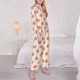 thumbnail image 3 of Balery Orange Peach Conjunto de Pijama con Estampado para Mujer, Conjunto de Dos Piezas con Manga Larga, Ropa de Dormir Suave con Bolsillos, Pijamas Cómodos-Large, 3 of 7
