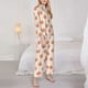 thumbnail image 3 of Balery Orange Peach Conjunto de Pijama con Estampado para Mujer, Conjunto de Dos Piezas con Manga Larga, Ropa de Dormir Suave con Bolsillos, Pijamas Cómodos-Large, 3 of 7
