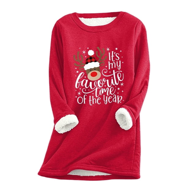 Estinks Plus Size Tops for Women,Women's Large Loose Raglan Top,Thickened and Velvet Lamb Wool Warm Underlay/Red,(M)