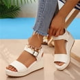 thumbnail image 3 of Xucatan Women's Wedge Heel Sandals, Thick Sole Open Toe Slides with Non Slip Rubber Outsole, Comfortable Cushioned Casual Shoes, Versatile Everyday Holiday Style Gift, 3 of 9