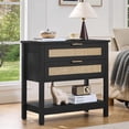 thumbnail image 5 of LEYAOYAO Rattan Dresser and Nightstand Set of 2, 48" Wide 6 Drawer Dresser and 2 Drawer Nightstand with Open Shelf, Bedroom Furniture, Black, 5 of 9
