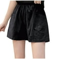 thumbnail image 2 of up to 60% off Gifts Usmixi Womens Cotton Linen Shorts Casual Solid High Waist Loose Straight Summer Short Pants Ladies Leisure Wear Shorts with Pocket Black m, 2 of 4