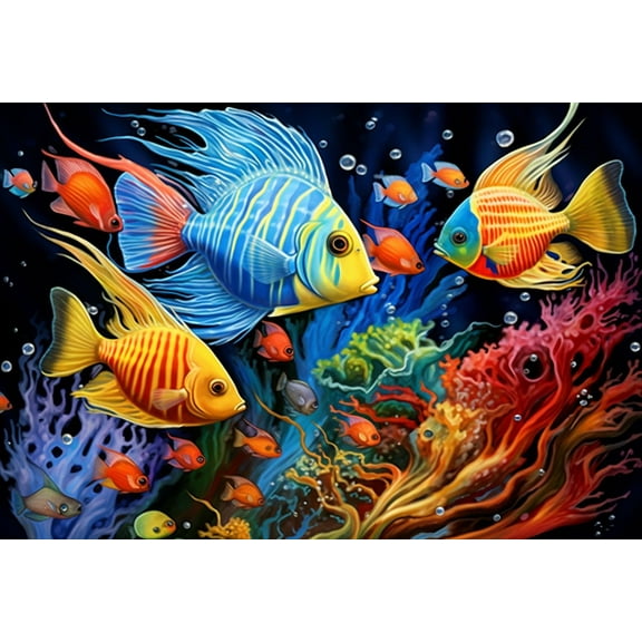 Puzzles 300 pieces for adults Underwater colorful Fishes Formation wooden Challenging Puzzles Perfect for Game Nights 14.9'' x 10.2''