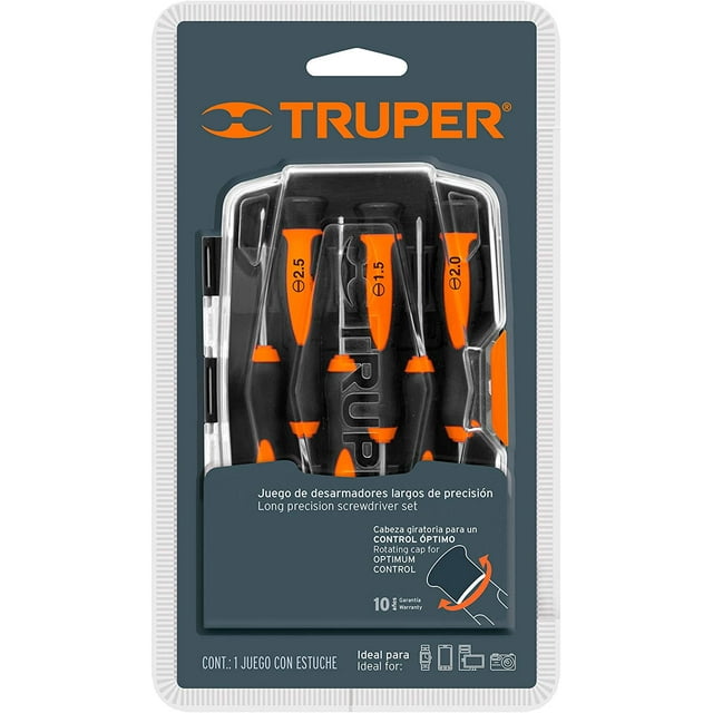 Juego con 6 desarmadores de joyero largos Truper JOY-6L