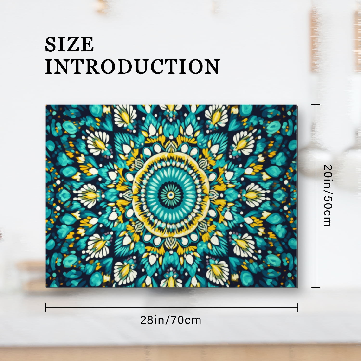 Stove Cover for Stove Top Electric Flat Top, Yellow and Teal Mandala Oven Protector Mat, Square Washable Foldable Range Cover Expands Usable Space for Kitchen RV (28×20 Inch)