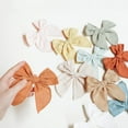 thumbnail image 6 of ZJQYDS Fable Girls Hair Bows Cotton Linen Alligator Hair Clips or Little Girls Toddlers Kids Neutral Handmade Hair Accessories - 4.5” bow, 6 of 13