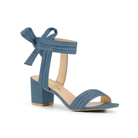 

Allegra K Women s Sandals Open Toe Back Ankle Tie Chunky Heels Sandals