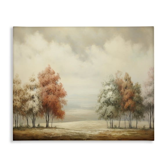 Stupell Industries Muted Autumn Treeline Landscape & Nature Painting Wrapped Canvas Canvas Art Print Wall Art, 40 x 30