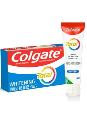 Colgate Total Whitening Toothpaste Gel, Mint, 2 Pack, 5.1 Oz Tubes