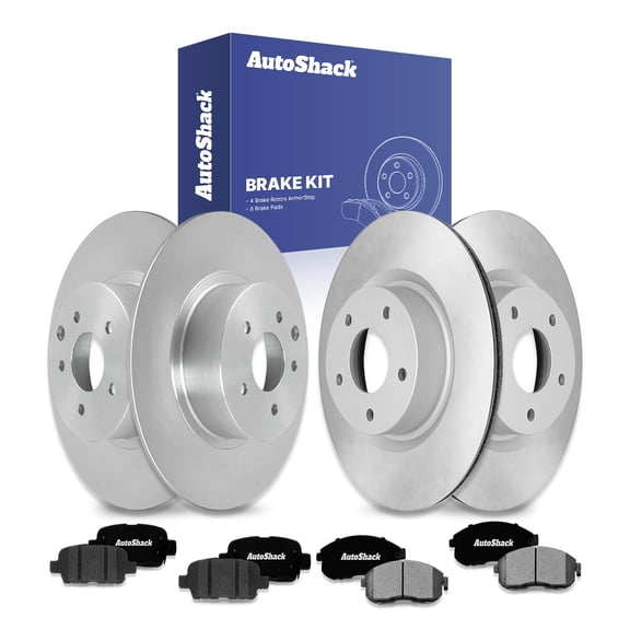 AutoShack Front Vented & Rear Solid Coated Brake Rotors   Ceramic Pads 12-PC Brake Kit Replacement for 2009-2013 Nissan Altima ArmorStop