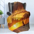 thumbnail image 4 of Sailboat Soft Flannel Fleece Throw Blanket, Last Rays of Sun over Ocean Sail Boat Freedom Relaxing Mediterranean, Cozy Plush for Indoor and Outdoor Use, 50" x 60", Marigold Dark Orange, by Ambesonne, 4 of 5