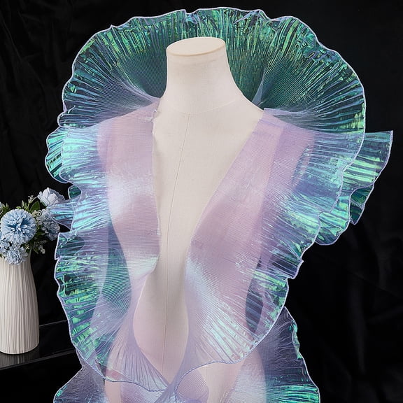10 Yards x 5 Inch Ruffle Pleated Lace Trim Ribbon Organza Tulle Fabric Ruffled Lace Border Edge Trimming Decorative Applique