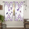 thumbnail image 3 of Lavender Butterfly Purple Liac Spring Kitchen Curtains Rod Pocket Vintage Country Small Short Cafe Tier Curtains Beige Window Drapes Treatment Home Decor(27.5W X 39L Inch 2 Panels), 3 of 6