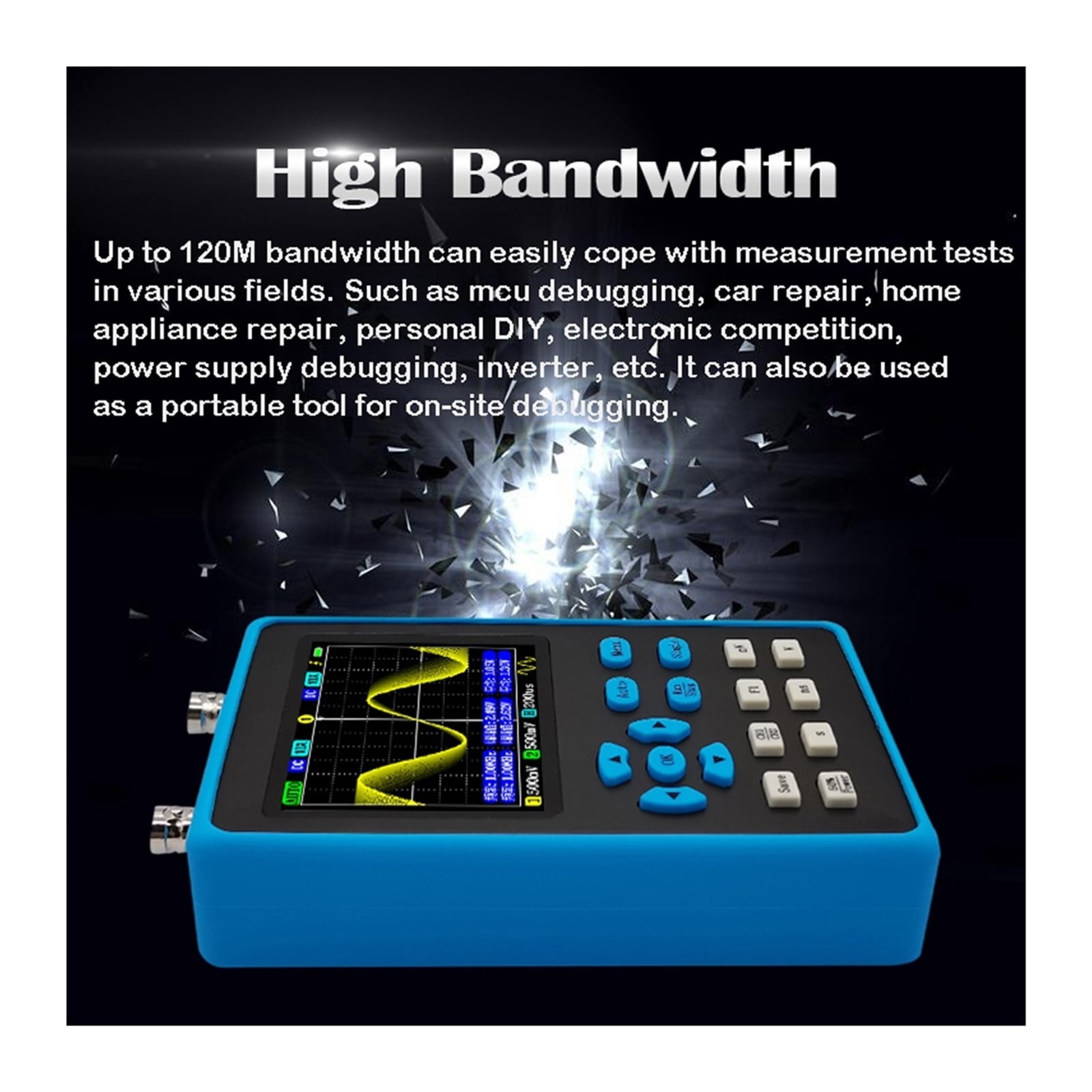 120M Bandwidth Digital Oscilloscope 500MSa/s Sampling Rate With Dual Channel FFT Spectrum Analysis Oscilloscope ,Professional Designed