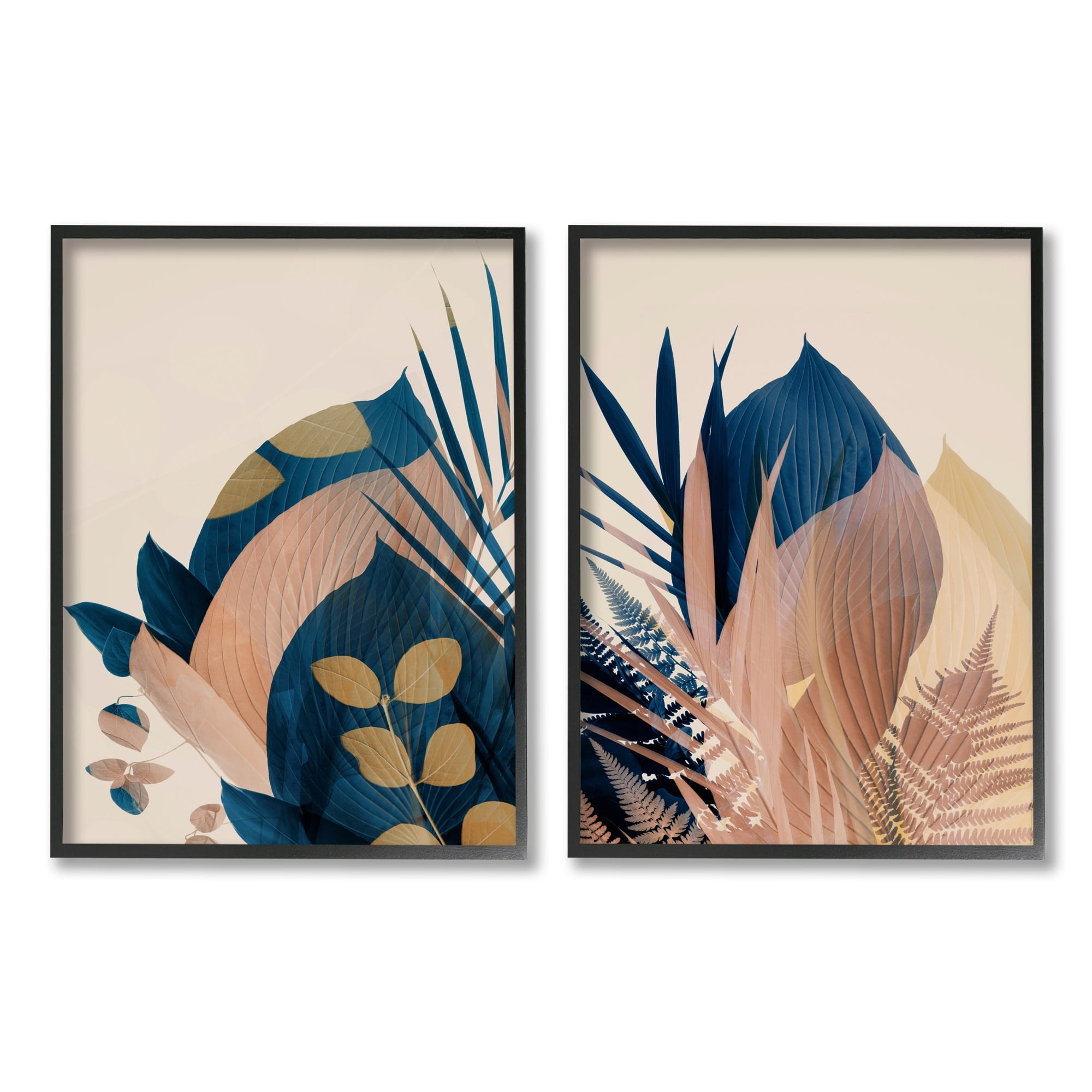 Stupell Indtries Forest Floor Fern Foliage Bold Blue Leaves Layered,11 x 14,Design by Ian Winstanley