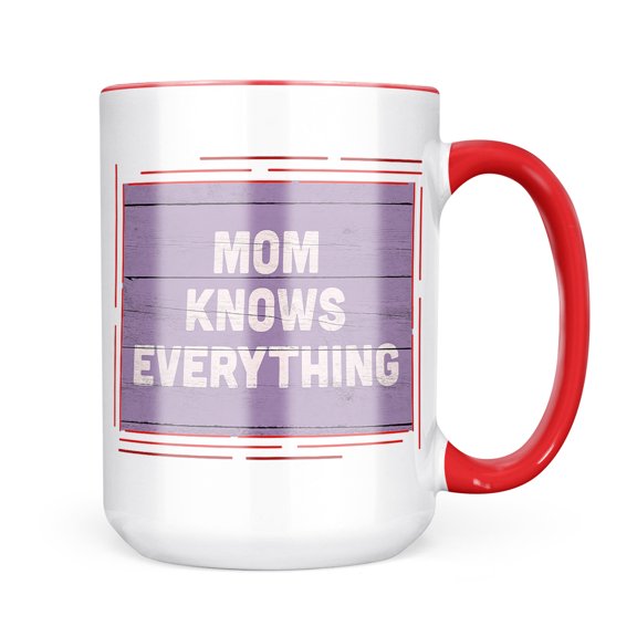 Christmas Cookie Tin Mom Knows Everything Mother's Day Purple Vintage Wood Planks Mug gift for Coffee Tea lovers