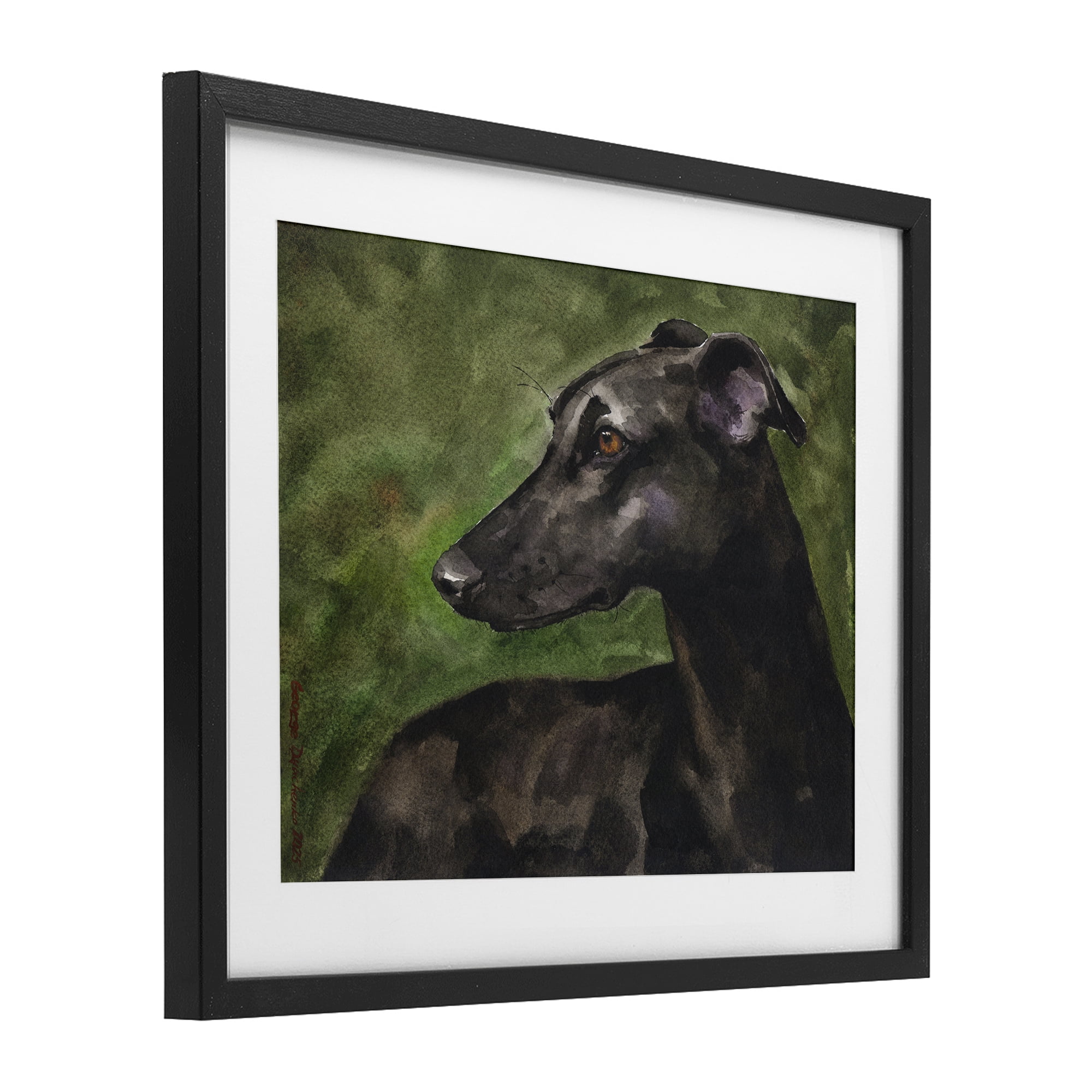 Stupell Industries Black Greyhound Portrait Black Framed Print Under Glass, design by George Dyachenko
