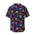 thumbnail image 6 of Daiia rainbow color Skull mushroom Men's Linen Shirts Short Sleeve Casual Shirts Button Down Shirt for Men Beach Summer Wedding Shirt-Small, 6 of 6