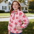 thumbnail image 3 of Uourmeti Strawberry Cow Print Girls Autumn Sweatshirt Half Zip Pullover Long Sleeve Lightweight Comfy Casual Loose Fall Top for School Daily Wear Size 13-14, 3 of 7
