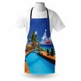 thumbnail image 3 of Beach Apron Swimming Pool Coastal Seascape Beach with Palm Trees Holiday Travel Resort Image, Unisex Kitchen Bib Apron with Adjustable Neck for Cooking Baking Gardening, Multicolor, by Ambesonne, 3 of 3