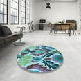 thumbnail image 4 of Ahgly Company Machine Washable Indoor Square Transitional Purple Navy Blue Area Rugs, 6' Square, 4 of 7