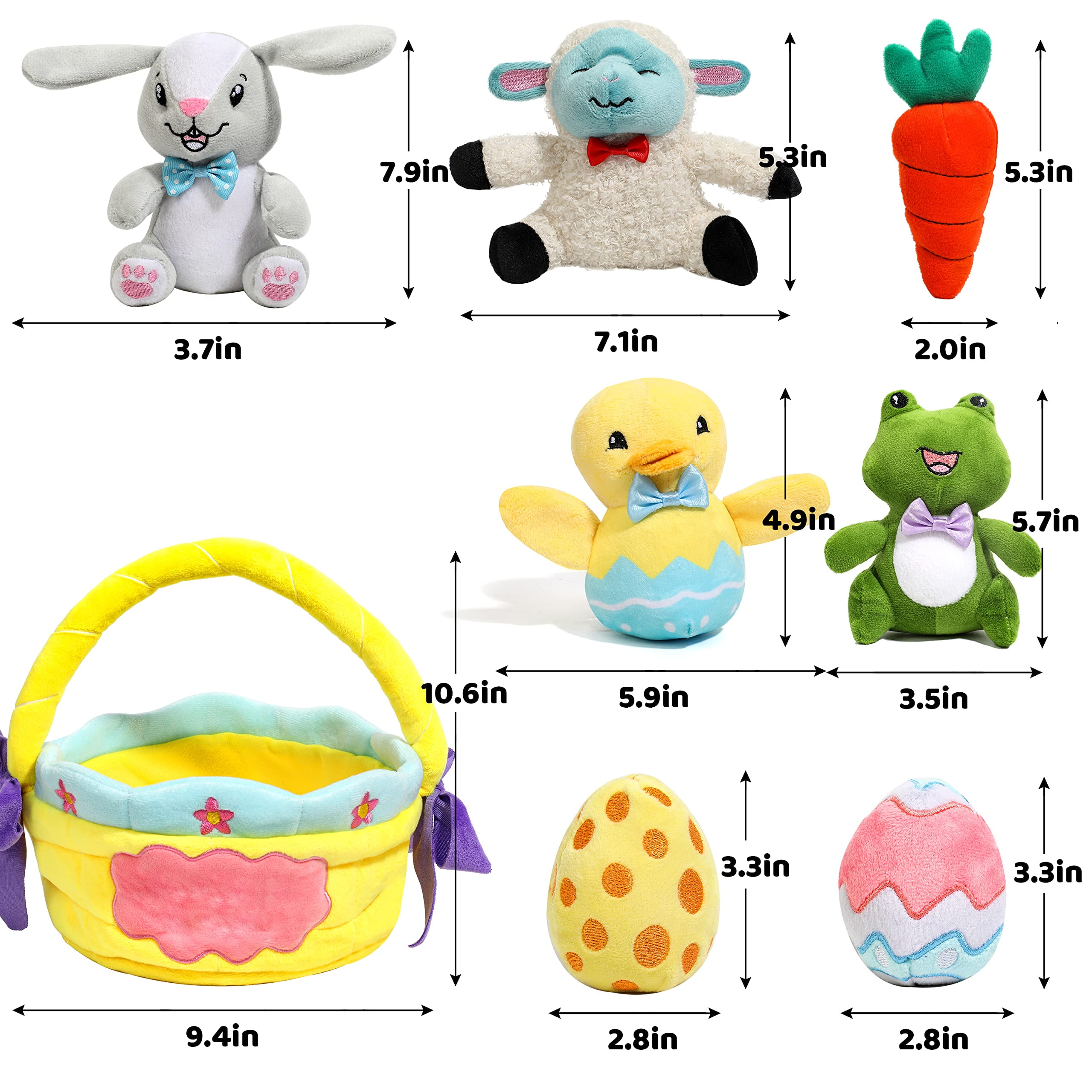 Joyfy 8 Pcs Easter Basket Plushies for Kids,Easter Basket Stuffers Fillers,Plush Bunnies Stuffed Animals,Easter Toys for Kids Children Birthday Gifts,Party Favors Decor