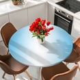 thumbnail image 2 of Light Blue Round Fitted Table Cover and White Gradient Waterproof Table Cloth with Elastic Edge Wipeable Tablecloth for Picnic Camping Party Fits 55"-60" Diameter, 2 of 8