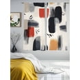 thumbnail image 3 of Abstract Color Block Sheer Curtains 72 Inches Long 2 Panels Beige Black Brush Modernism Light Filtering Semi Sheer Window Curtains Drapes for Bedroom Living Room 52"x72", 3 of 7