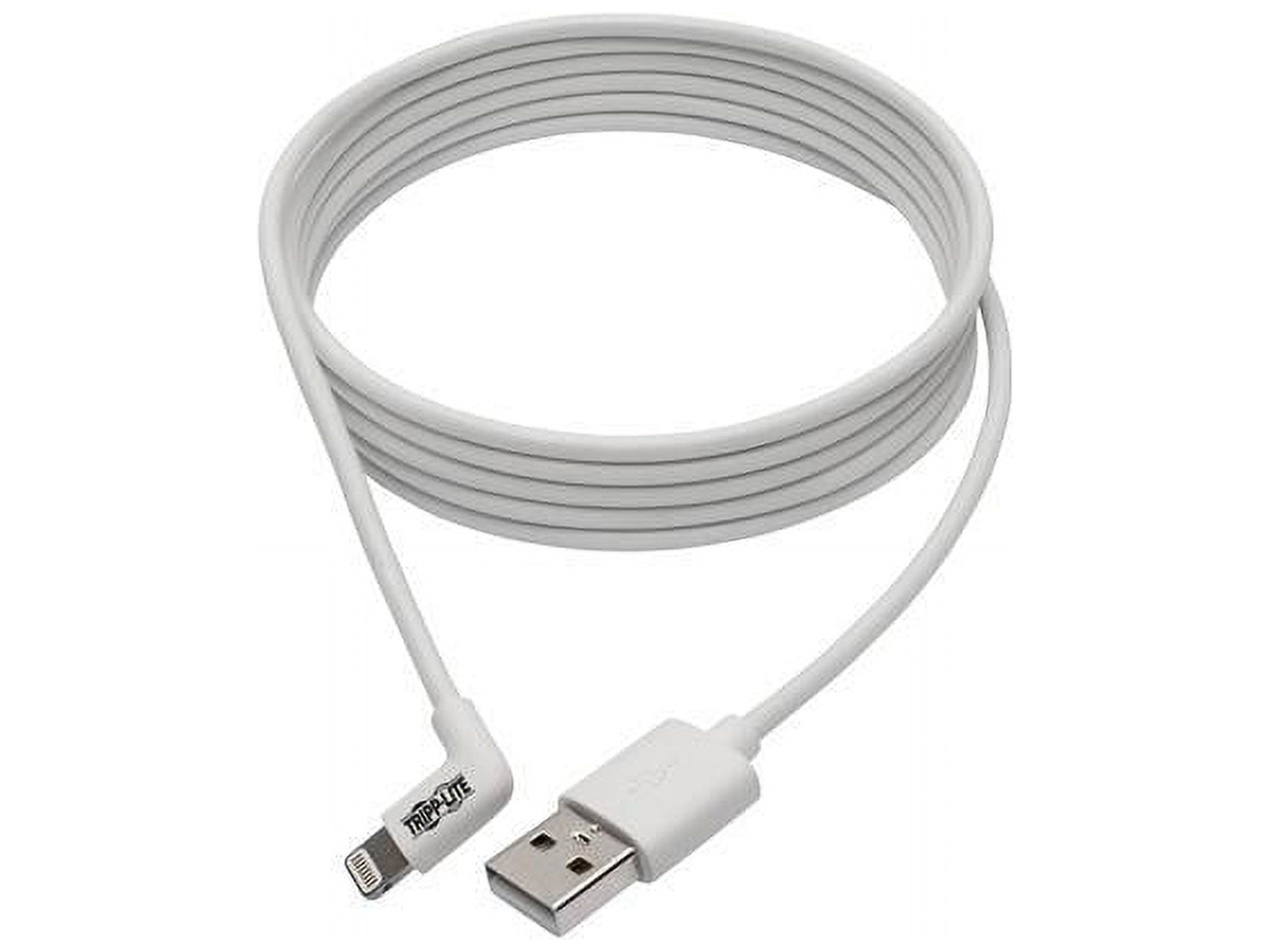 Tripp Lite Lightning to USB Sync Charge Right-Angle iPhone iPad White 6ft (M100-006-LRA-WH) - image 2 of 7