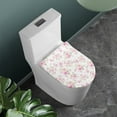 thumbnail image 2 of ZIATUBLES Toilet Lid Cover Breathable Soft Stretch Fabric Toilet Decor Elastic Edge Toilet Bowl Lid Cover Fits Elongated, Oblong and Round Lids Home Bathroom Decor Accessories, Light Pink Rose, 2 of 6