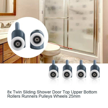 8 x twin bottom top shower door rollers pulleys wheels runners