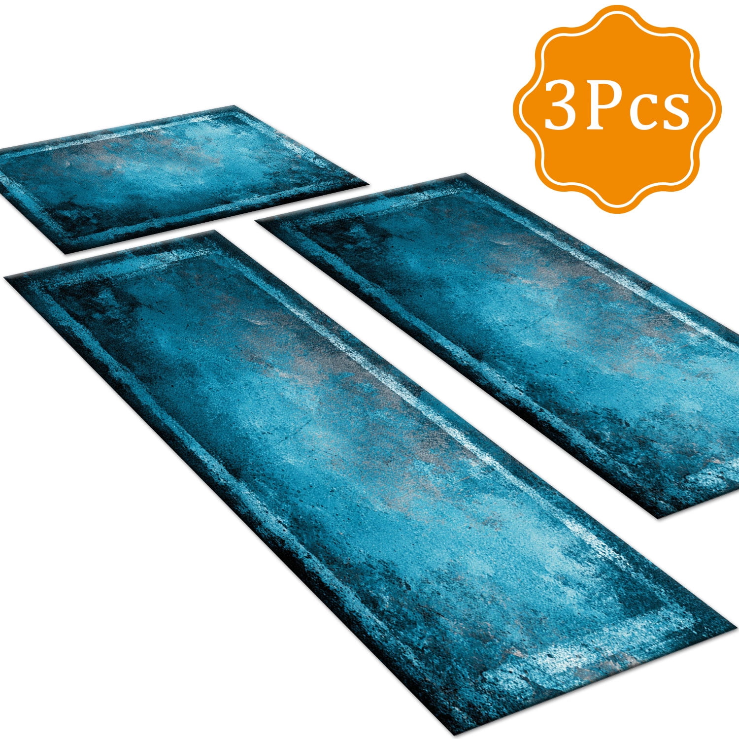 Three-Piece Kitchen Rug Set, Abstract Pattern Kitchen Hallway Rug, Soft And Comfortable, Suitable for Sinks, Floors, Entrances, Hallways, Bathrooms