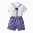 thumbnail image 6 of Toddler Boy Summer Wedding Clothes Set with Bowtie Short Sleeve Shirt and Suspender Shorts Baby Outfits, 6 of 6