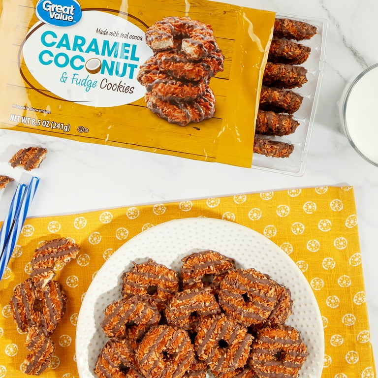 Great Value Caramel Coconut and Fudge Cookies 8.5 oz with toasted