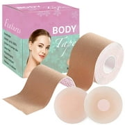 Boobytape for Breast Lift Plus Size, Boob Tape Breasts Lift Tape for Women, Invisible Adhesive Bra, Backless Bras for Women Bob Tape for Large Breasts, Body Tape Athletic Tape with 2 pcs Nipple Covers