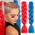 thumbnail image 1 of Extensiones de cabello rojo azul para trenzar extensiones de cabello de colores 24 pulgadas Ombre Jumbo trenzado cabello fibra sintética de alta temperatura trenzas torcidas cabello para mujeres niñas, 1 of 5