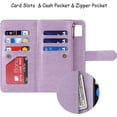 thumbnail image 4 of Compatible with Google Pixel 6 Pro Wallet Case,[6 Card Slots] [Wrist Strap] [Stand Feature] Detachable 2 in 1 Magnetic Zipper Leather Cover Case for Google Pixel 6 Pro,6.71" Purple, 4 of 7