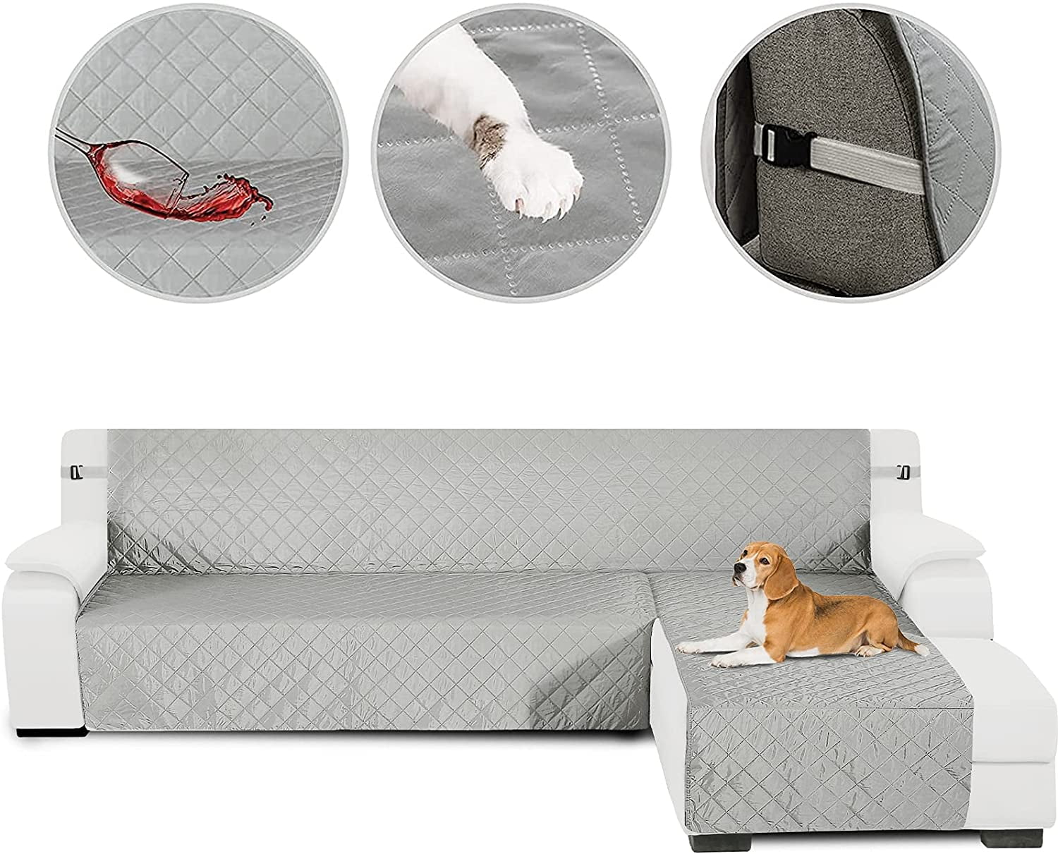 Sectional Couch Covers for Dogs 3Pieces Water Resistant L Shape Sofa