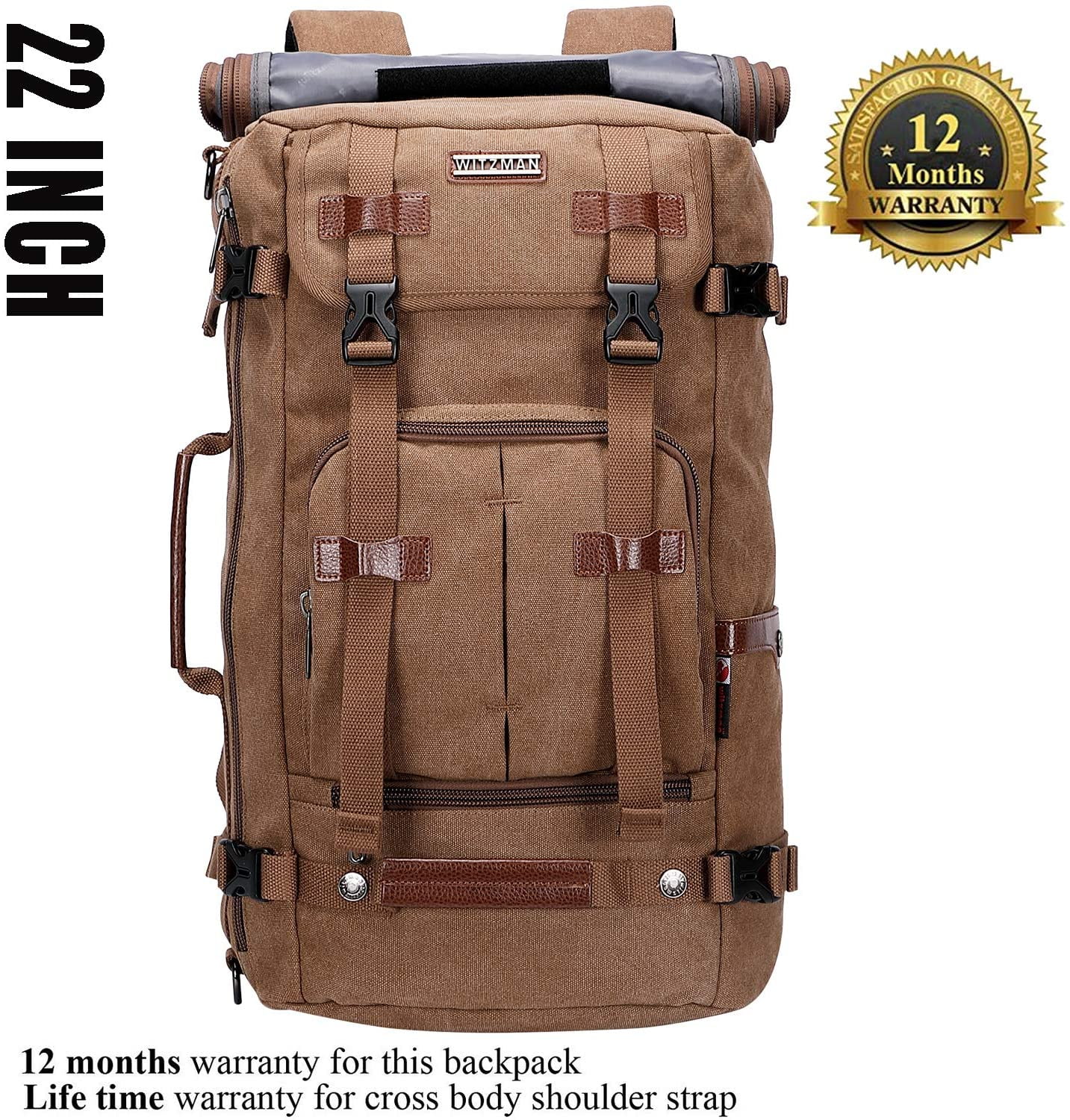 WITZMAN Travel Backpack for Men Large Canvas Backpack Carry On