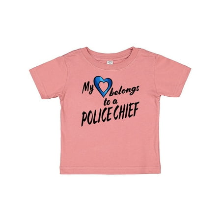 

Inktastic My Heart Belongs to a Police Chief with Blue Heart Gift Baby Boy or Baby Girl T-Shirt
