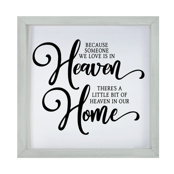 LifeSong Milestones 7x7 Modern Inspirational Framed Shadow Box for Wall Decoration - Because Someone We Love Is In Heaven (Grey)