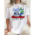 thumbnail image 1 of Camiseta de Verano para Mujer Women's Trendy Cartoon Graphic Tee - Casual Short Sleeve Summer Top with "CATS" & "TEAM STOCKholm" Design, Comfortable Polyester Blend, Black with Blue & Red Accents, L, 1 of 6