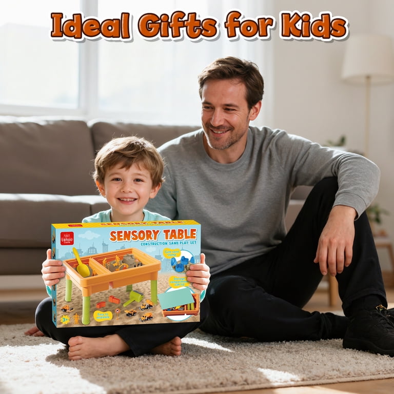 OROLIVING Sensory Table with Sand, 6 Construction Vehicles photo 4