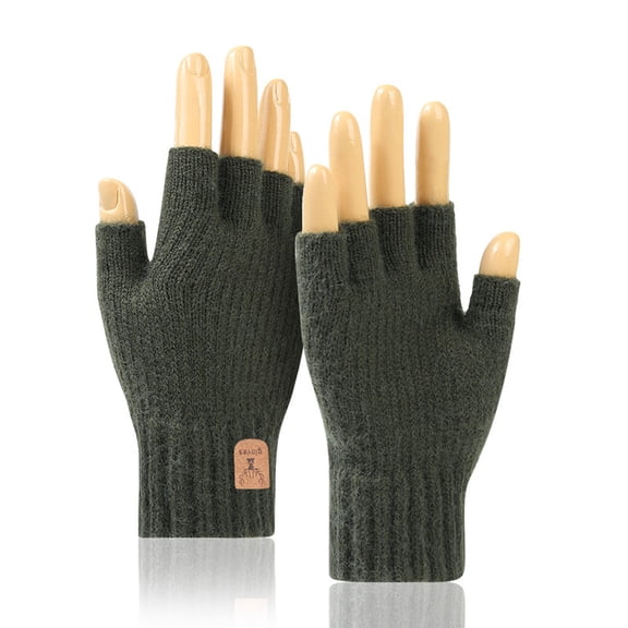 2 Pairs Fingerless Gloves Half Finger Winter Warm Knitted Gloves Working Running Biking Driving for Men and Women