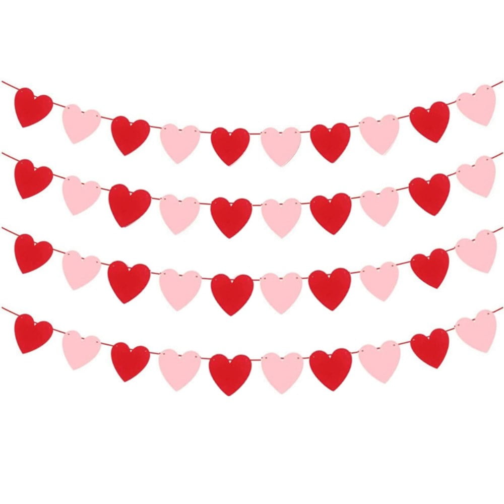 KatchOn, Felt Red Heart Garland for Valentines Day Decor - 4 String, No DIY  | Valentine Garland for Valentine Decor | Valentines Decorations | Heart