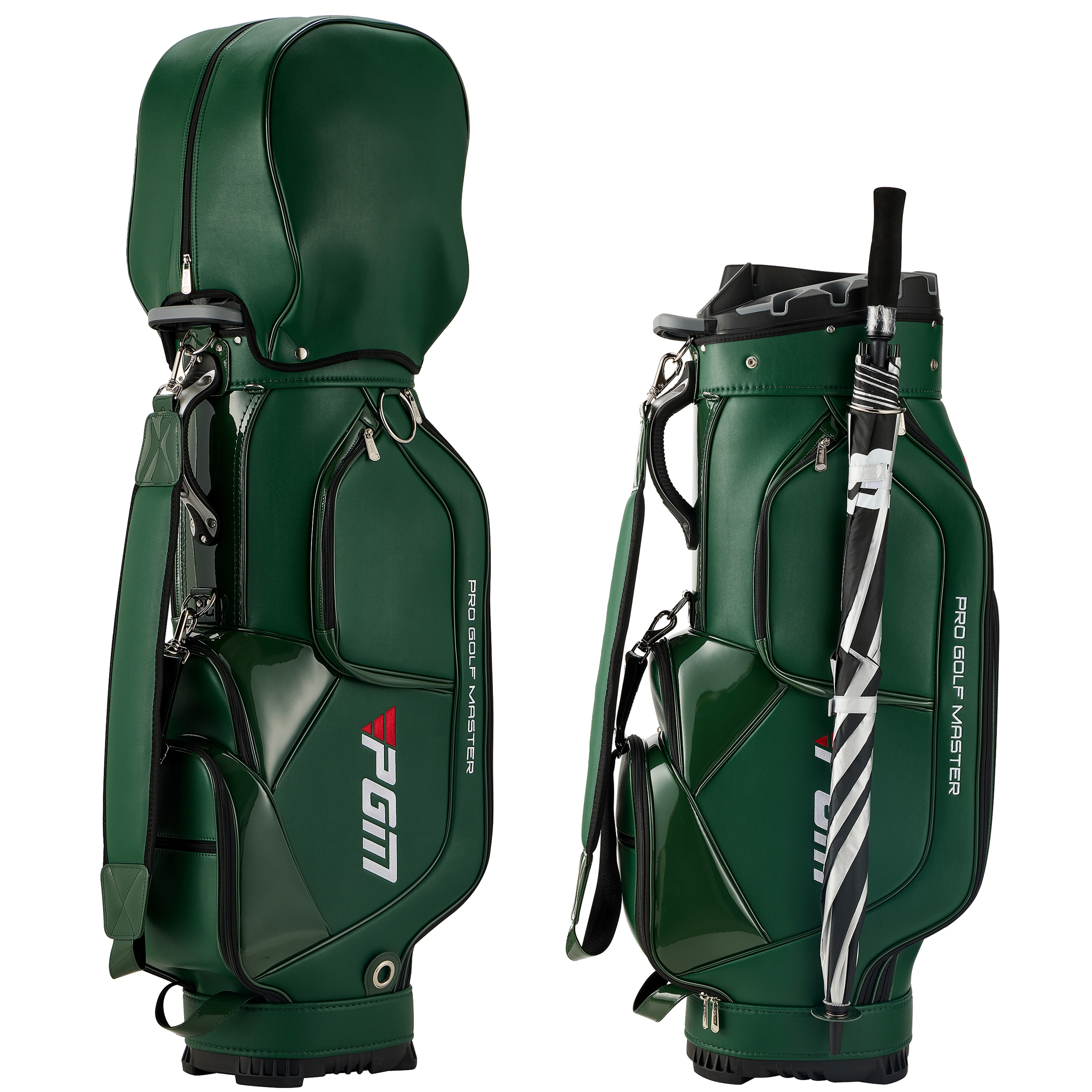 PGM Golf Cart Bag 14 Way Organizer Divider Silent Top Waterproof Bag/Green Leather